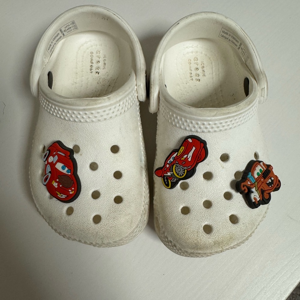 Crocs Kids White Clogs with Cartoon Charms